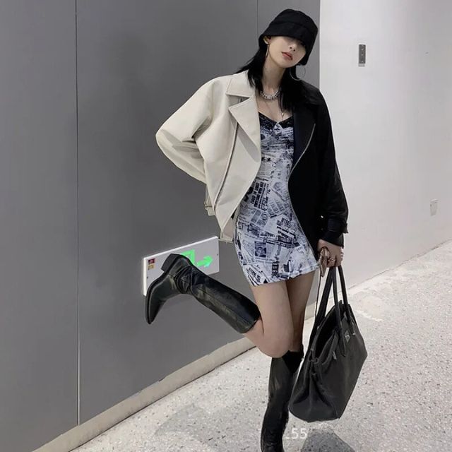 Dam Cyklistjacka Asymmetrisk Konstläder 3