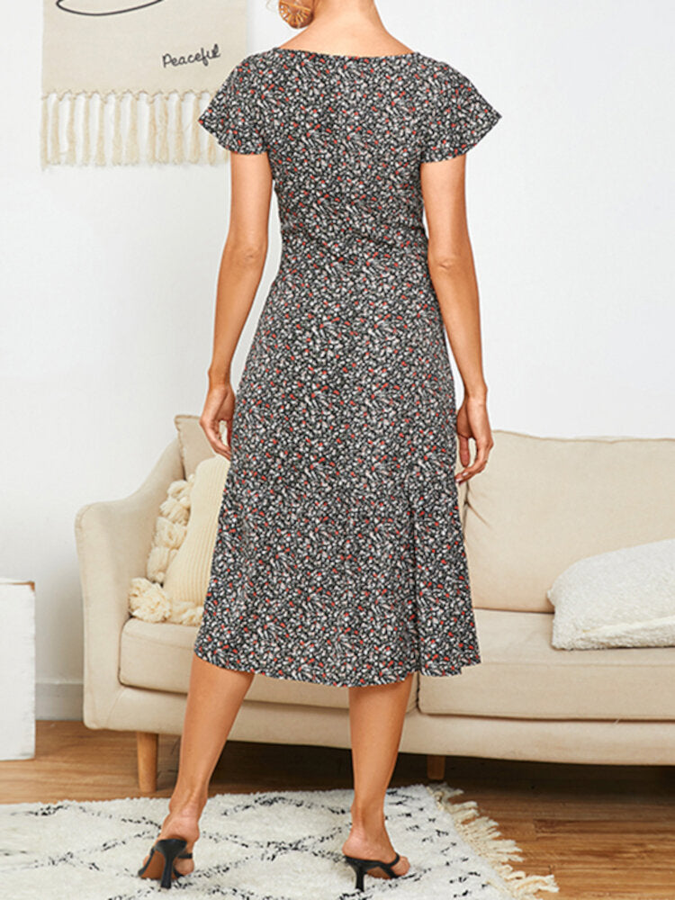 Fina Dam Klänningar Midi Blommönster Avslappnad Polyester-3