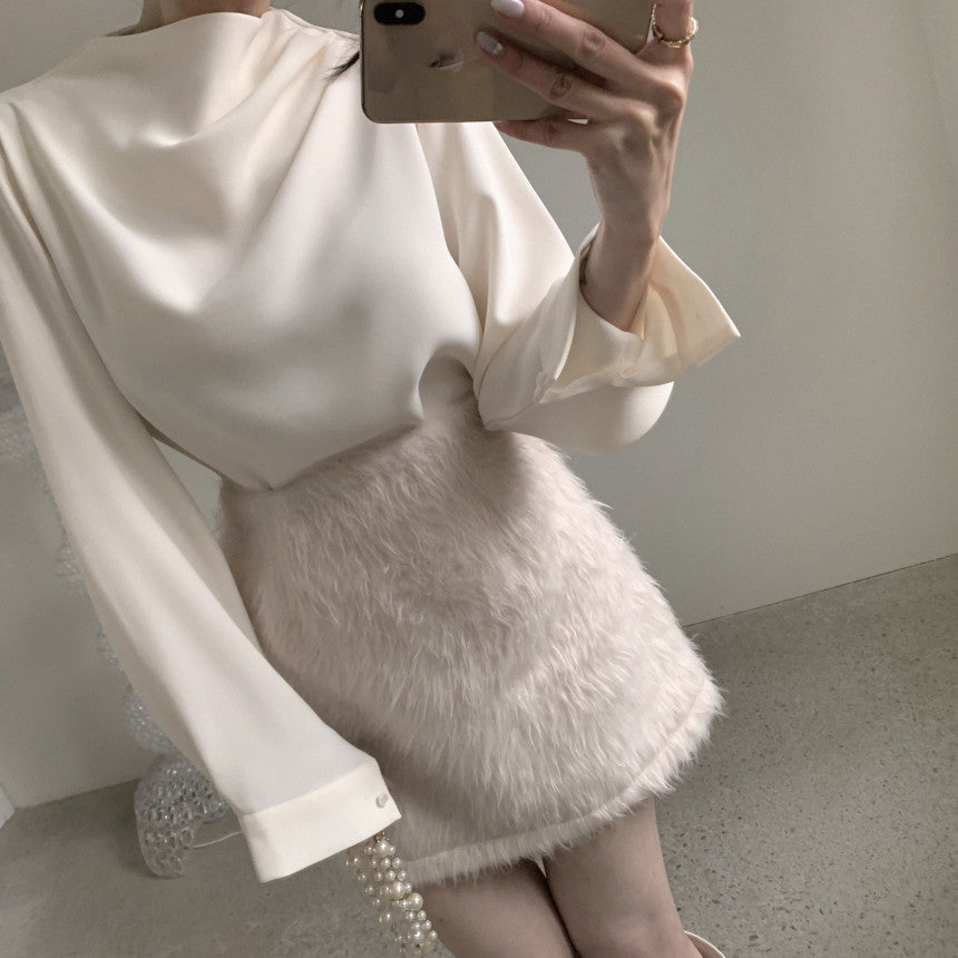 Dam Skjorta Oregelbunden Långärmad Polyester 4