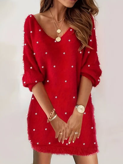 Damklänning Blus V-halslinje Lätt Material Elegant-2