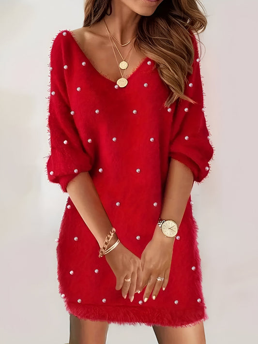 Damklänning Blus V-halslinje Lätt Material Elegant-1