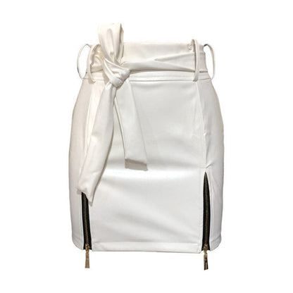 Kvinna Minikjol Bandage Läder Kort Längd Hög Midja-6