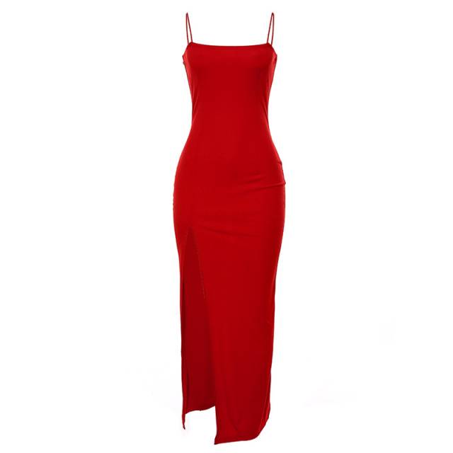 Variant image for Maxiklänning Dam Hög Slits Smala Remmar Polyester-Spandex-2