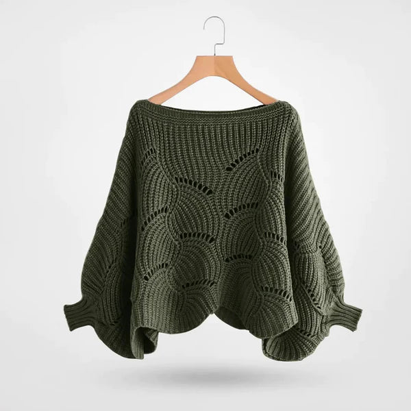 Stickad Dam Tröja Batwing Modern Akryl 3