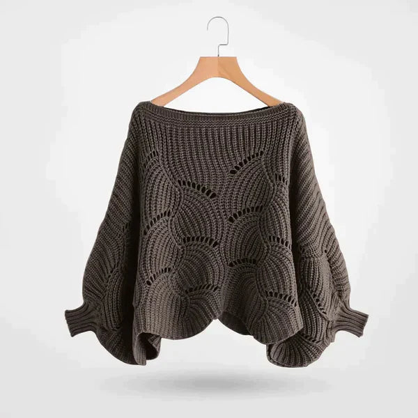 Stickad Dam Tröja Batwing Modern Akryl 11
