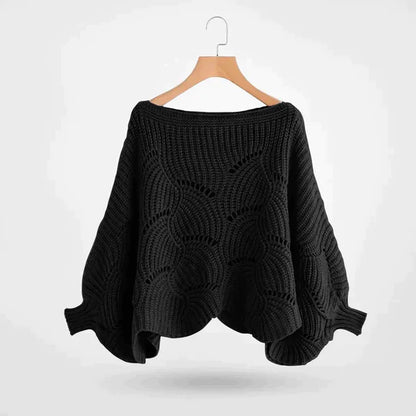 Stickad Dam Tröja Batwing Modern Akryl 7