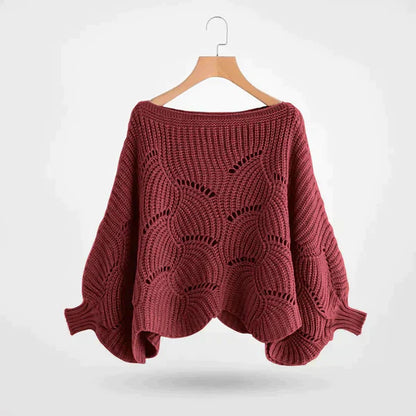 Stickad Dam Tröja Batwing Modern Akryl 12