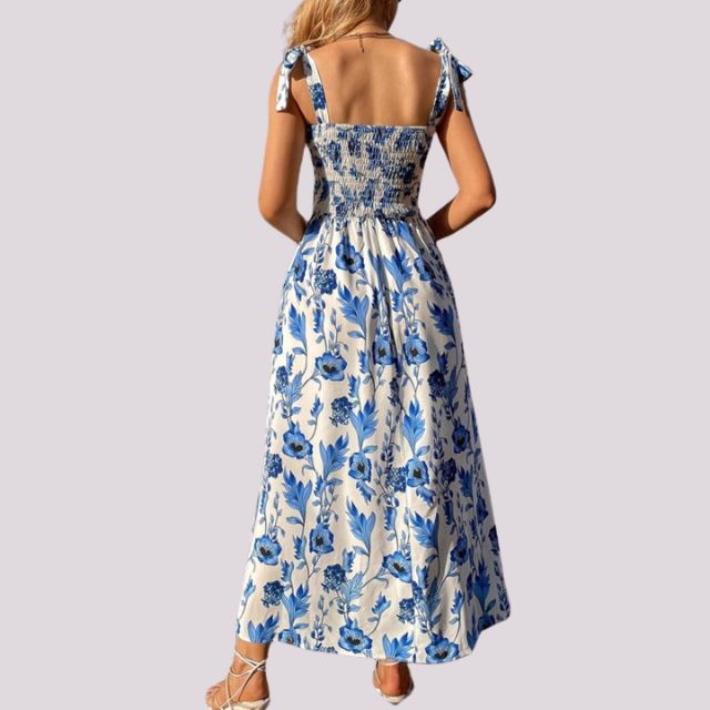 Maxiklänning Dam med Slingor och Korptopp i Polyester-6