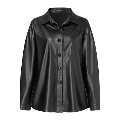 Damjacka Syntetiskt Läder Modern Chic Jacka Dam-3