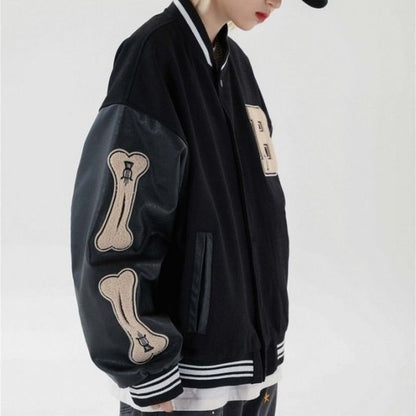 Herr Bomberjacka Varsity Streetwear med Broderade Lappar i Polyester-4
