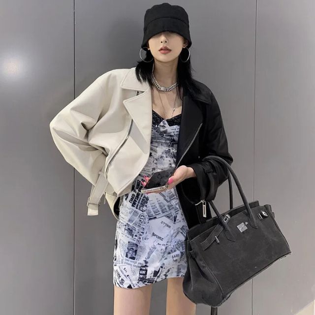 Dam Cyklistjacka Asymmetrisk Konstläder 2