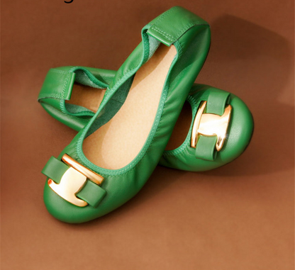 Variant image for Dam Ballerina Skor Läder Platta Med Metallaccent-4