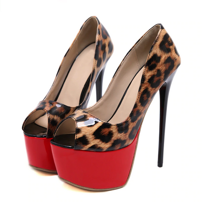 Dam Sandaler Peeptoe Klassisk Läder Hög Klack 2
