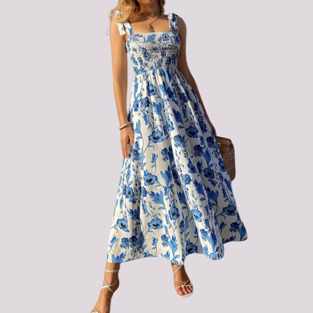 Maxiklänning Dam med Slingor och Korptopp i Polyester-5