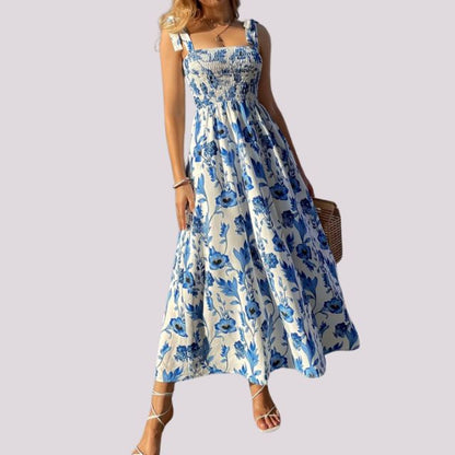 Maxiklänning Dam med Slingor och Korptopp i Polyester-5