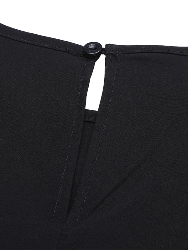 Damklänning Asymmetrisk Långärmad Randig Polyester 5