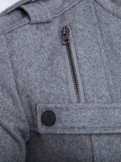 Dam Kappa Elegant Polyester med Knappar och Djupa Fickor-5