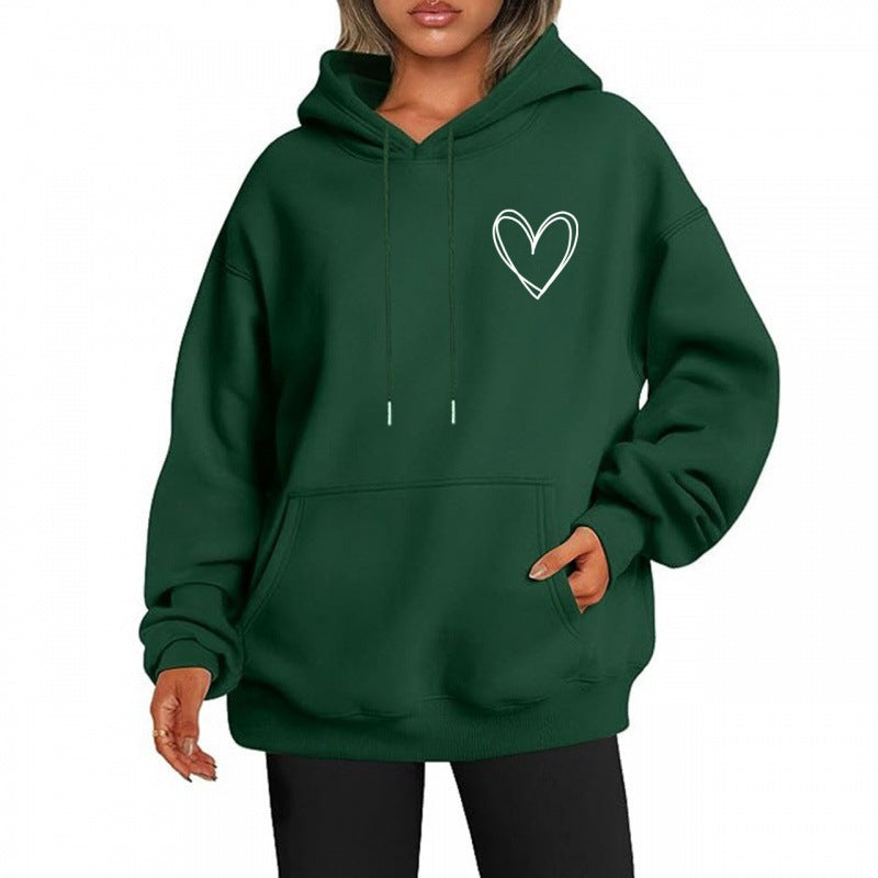 Lång Hoodie Dam Avslappnad Design 100% Bomull-3