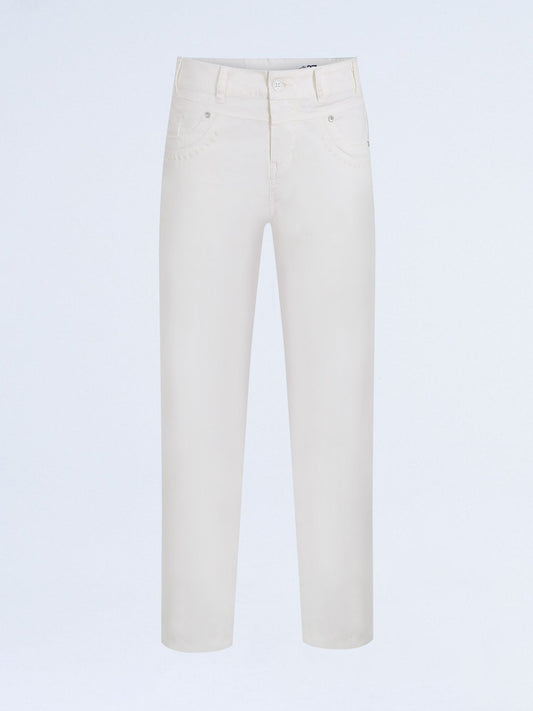 Dam Jeans Hög Midja Slitna Stretch Regular Fit-1