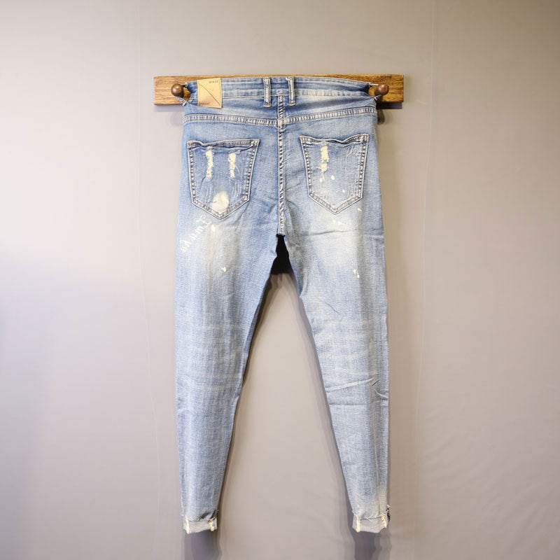 Herr Slim-Fit Byxor Denim Elastisk Midja-2