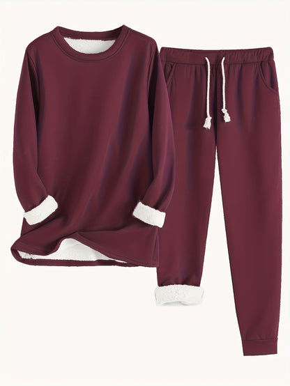 Variant image for Damset Vintertröja Joggingbyxor Monokrom Mjuk Blandningstyg-49