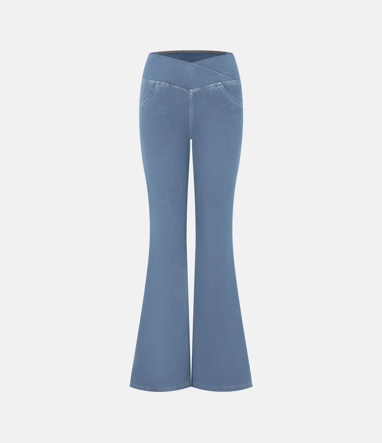 Hög Midja Jeans Dam med Korsat Förbund – Mjuk Bomull, Flexibel Passform, Praktiska Fickor, Storlekar S-XL 5