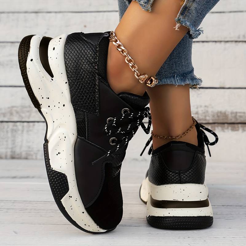 Dam Sneakers Trendiga Syntetmaterial Ortopedisk Design-3