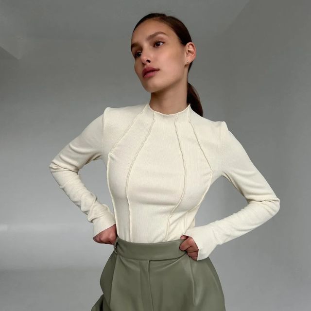 Variant image for Dam Turtleneck Tröja Elegant Tight Fit 100% Bomull-1