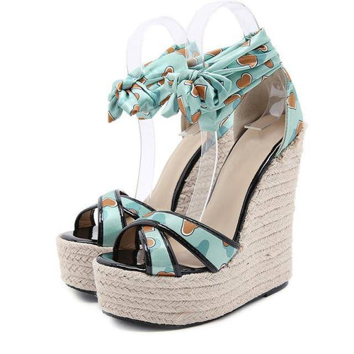 Dam Sandal Hjärtformad Design Keilabsatz PU-Läder-1