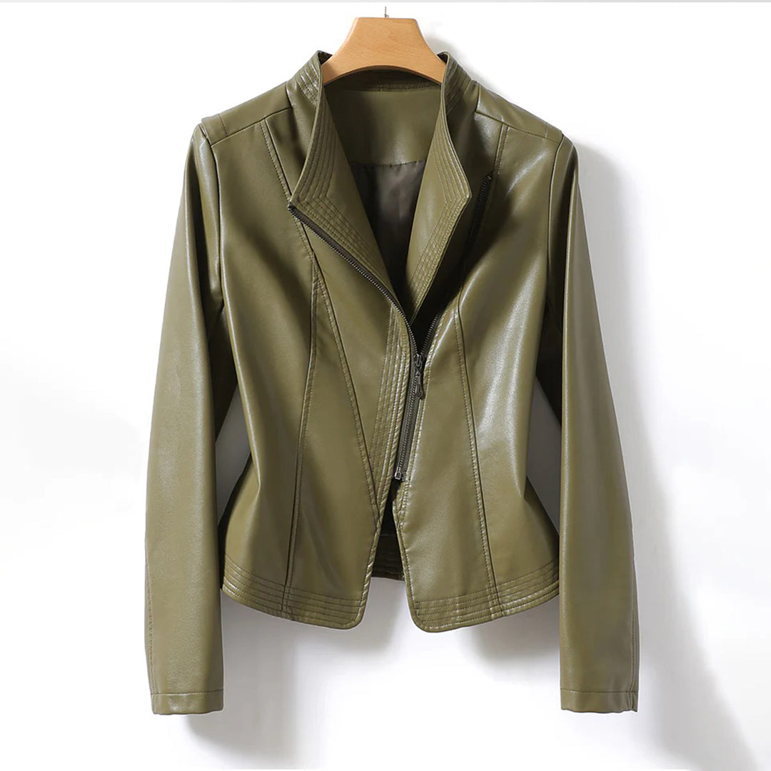 Damjacka Slim-Fit Fårläder Modern Stil 10