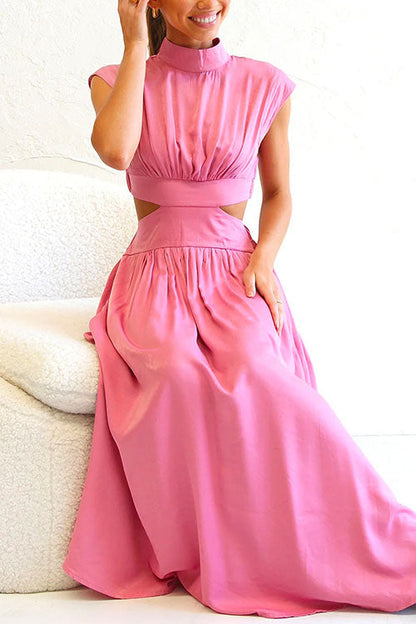 Dam Klänning Utsvängd Mockneck Bomull Polyester-4