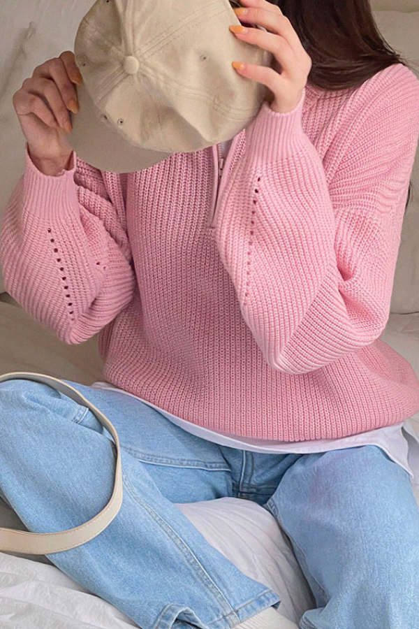 Herrpullover Dragkedja Mjuk Fleece Avslappnad Snitt-4