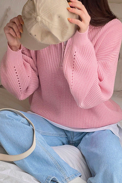 Herrpullover Dragkedja Mjuk Fleece Avslappnad Snitt-4