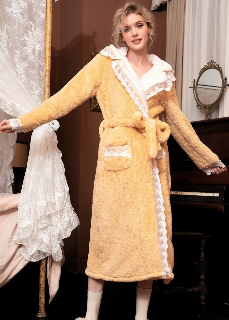 Dam Flanellbadrock Tjock Polyester för Kalla Höstdagar-5