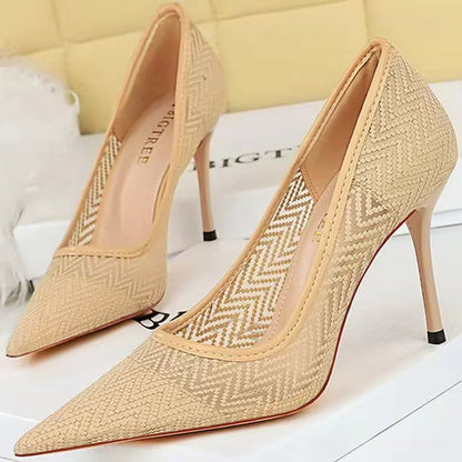 Variant image for Dam Pumpskor Spetsig Tå Hög Klack Mesh-11