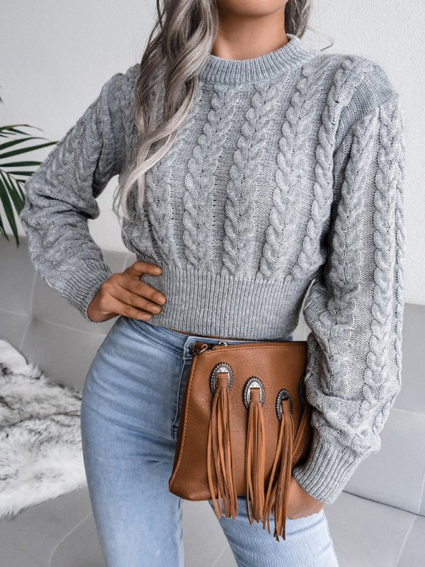 Kvinnor Kort Kofta Elegant Stickad Mjuk för Hösten-4