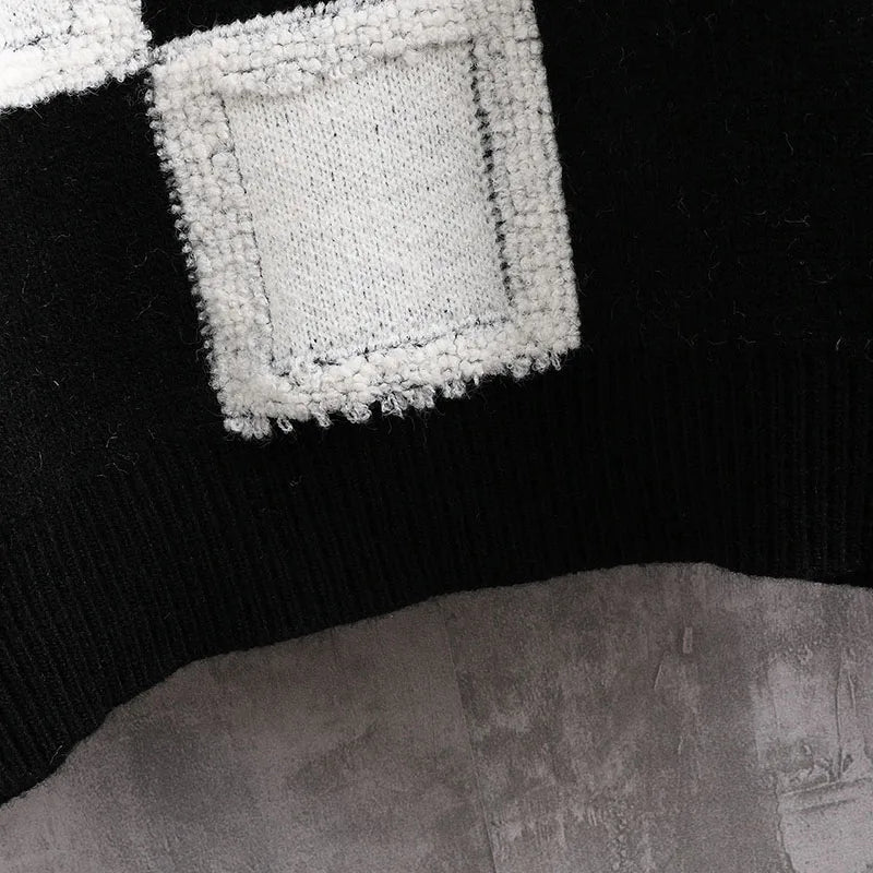 Dam Stickad Oversized Tröja Rutig Kashmir-3