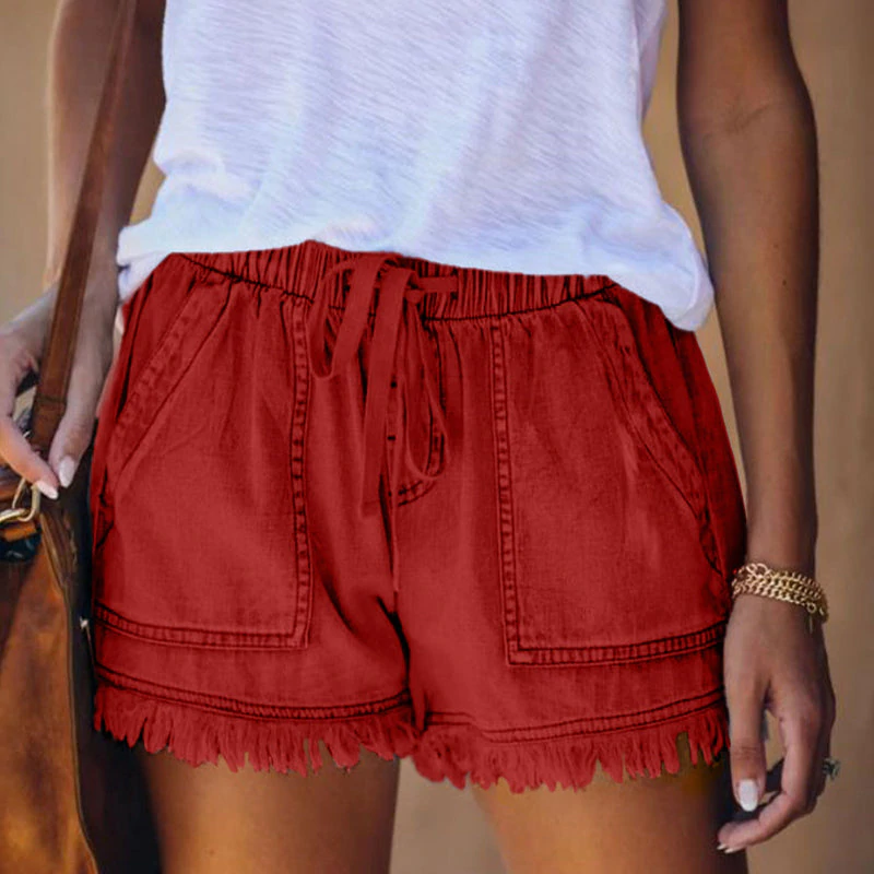 Dam Shorts Hög Midja Stretchig Denim 13