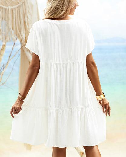 Dam Fritidsklänning Avslappnad Bomull Medel Längd-3