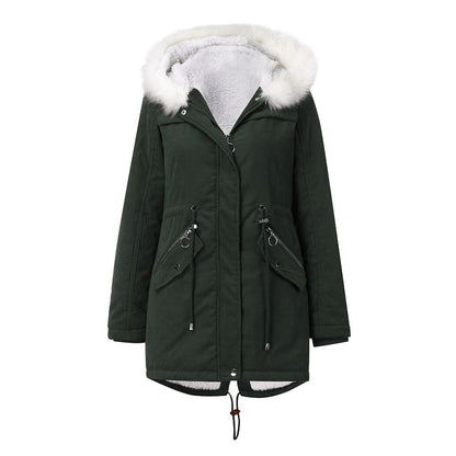 Kvinnor Parka Kappa Fleecefodrad med Huva-5