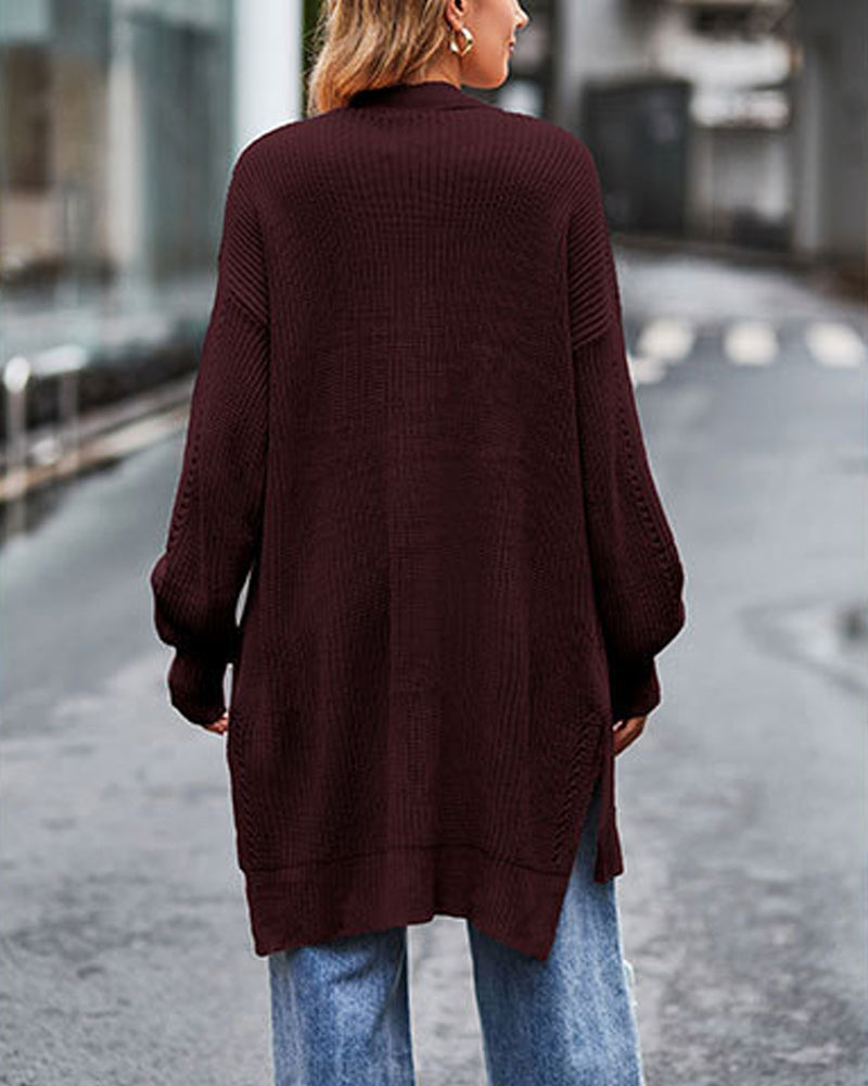 Damens Stickad Jacka Löst Sittande Akryl 6