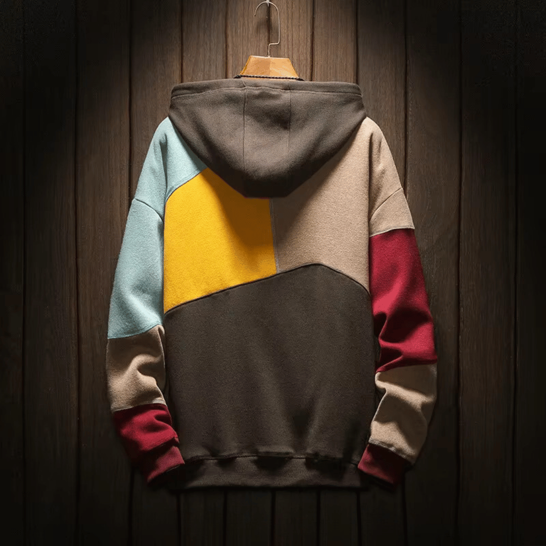 Hoodie för Herr i Färgglad Design – Mjuk Bomullsblandning med Rymlig Huva och Känguruficka 2