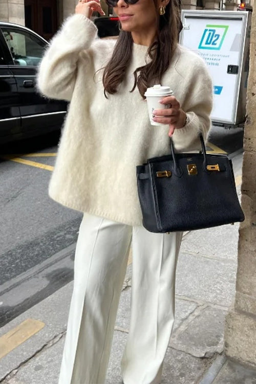 Dam Tröja Crewneck Avslappnad Bomull och Polyester-6