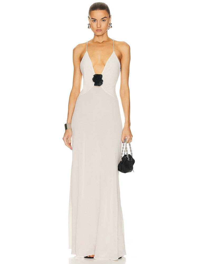 Variant image for Maxiklänning Dam Blommig Figurnära Slits Andningsbart Tyg-5