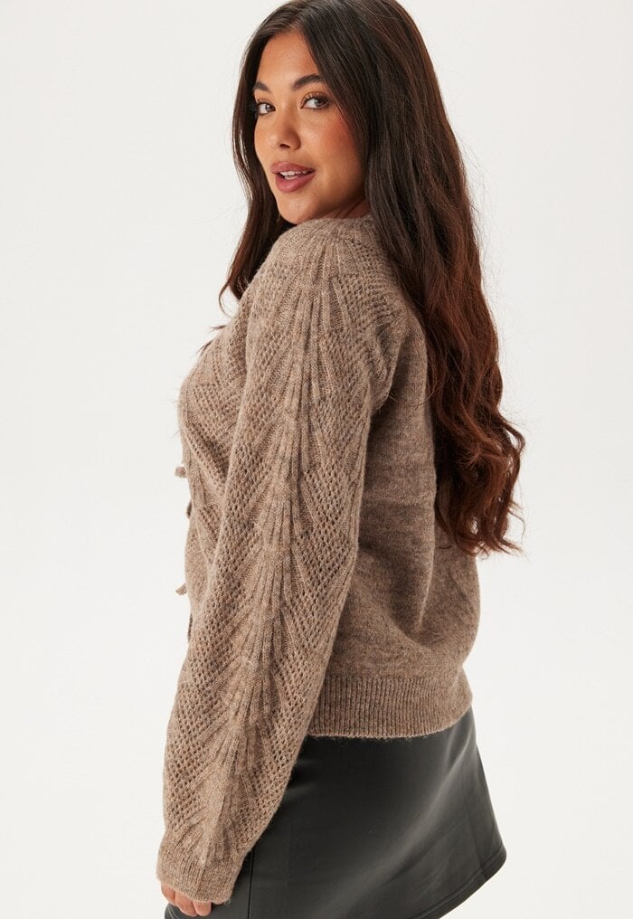 Dam Bindecardigan Med Knutdetalj Mjuk Akrylblandning 2