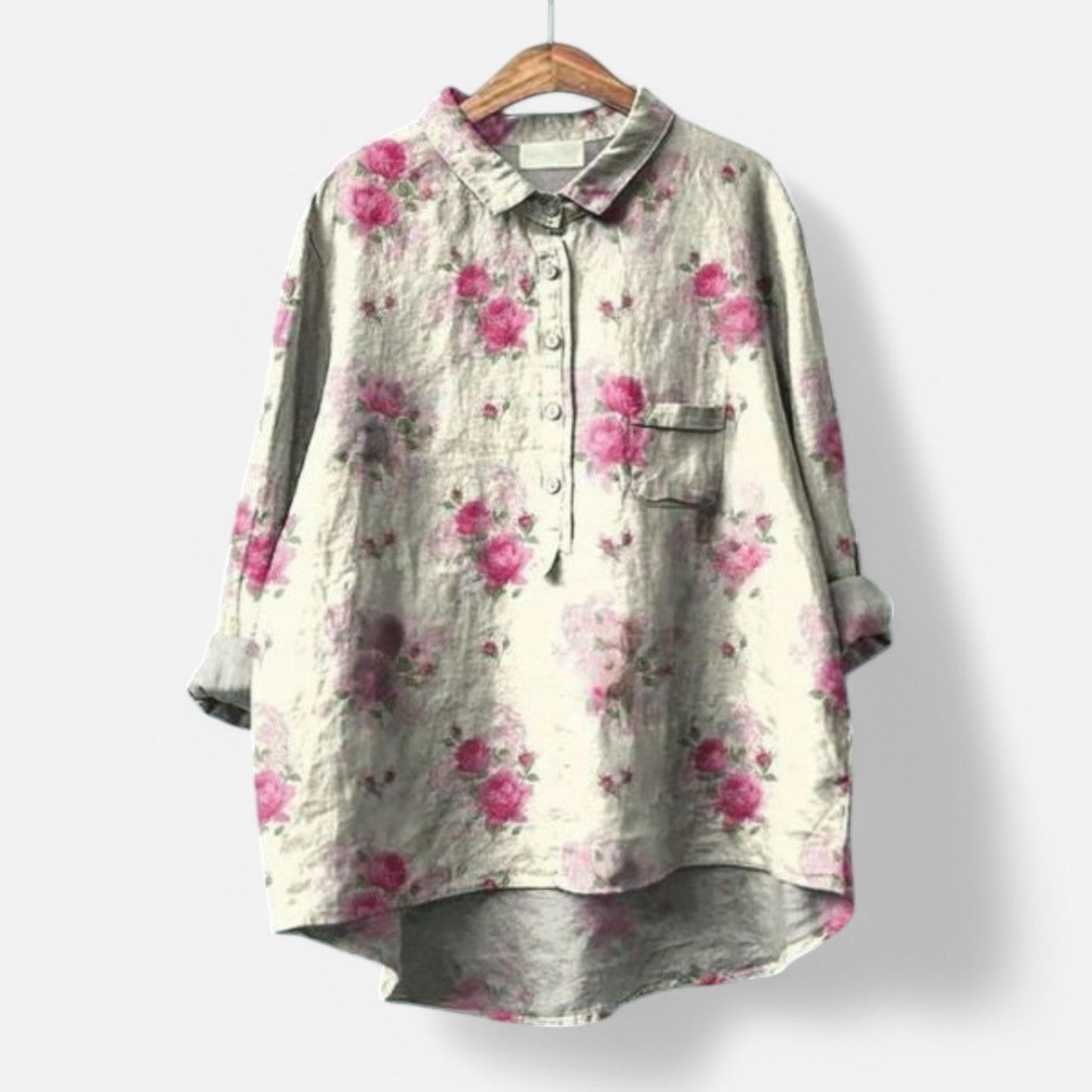 Dam Blus Blommönster Elegant Polyester-1