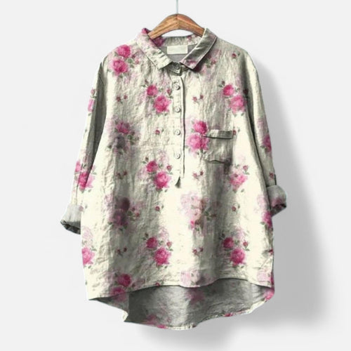 Dam Blus Blommönster Elegant Polyester-1
