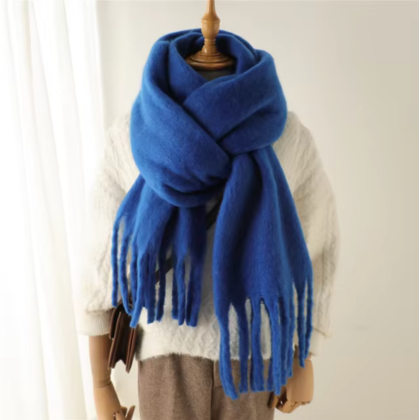 Vinterhalsduk för Kvinnor i Kashmirliknande Material med Långa Fransar – Elegant och Mångsidig Pashmina-design 14