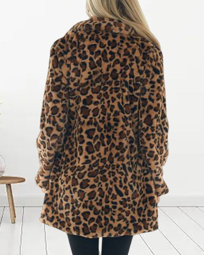 Dam Topp Leopardmönster Bomullsmix Långärmad Regular Fit 4