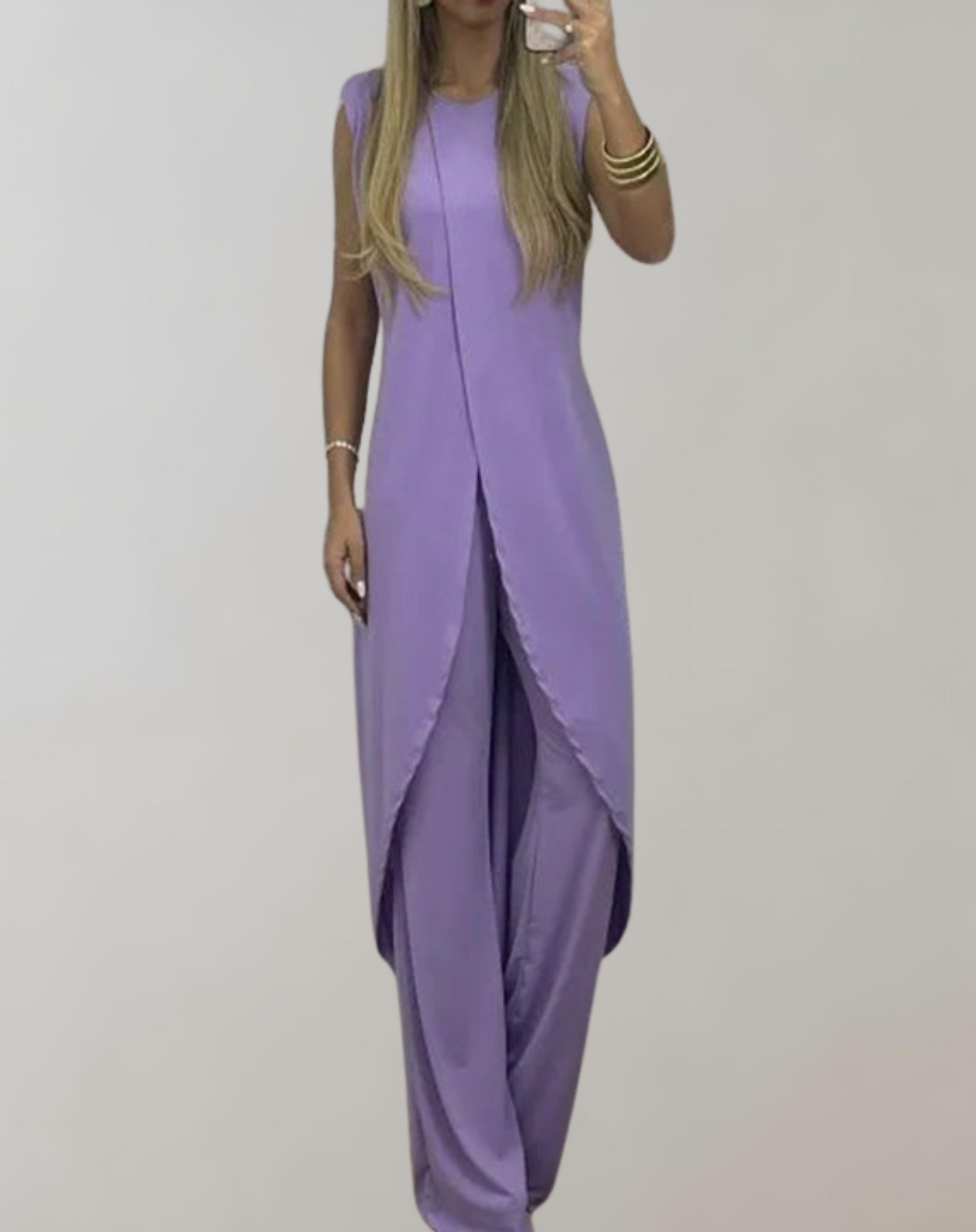 Variant image for Kvinnors Tvådelad Klänning Spetsdetaljer Polyester Flytande Kjol-19